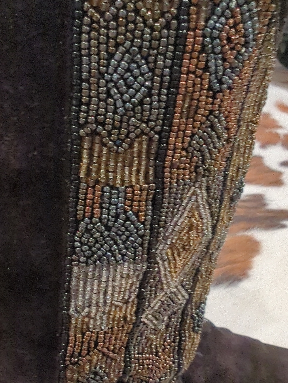 Vintage Caparros dark brown suede Western boots-intricate multi-colored Beading - Picture 7 of 9